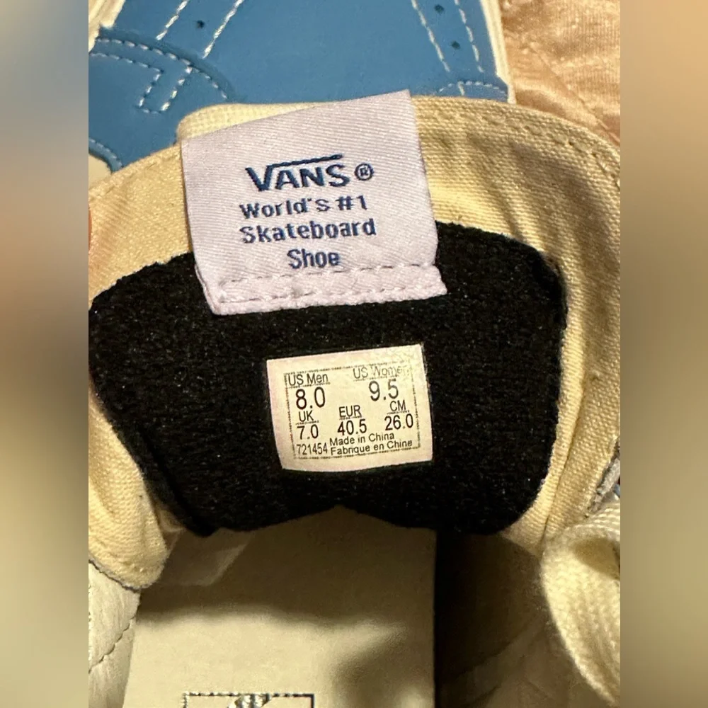 VANS VAULT SK8-HI REISSUE VL (BONNIE BLUE / MARSHMALLOW LEATHER) unisex 8m/9.5w - Picture 8 of 8